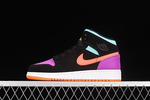 All categories Air Jordan Jordan series basketball shoes Air Jordan 1 Mid G version pure original Air Jordan 1 Mid AJ1 Joe 1 Candy Yuanyang 3M reflective color matching mid-top basketball shoes 554725-083